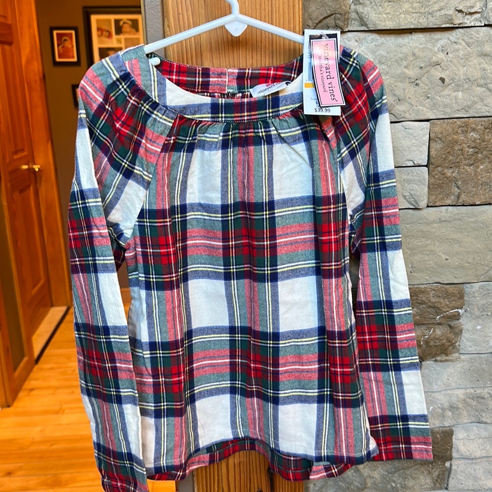 Vineyard Vines Girls Jolly Plaid Top NWT